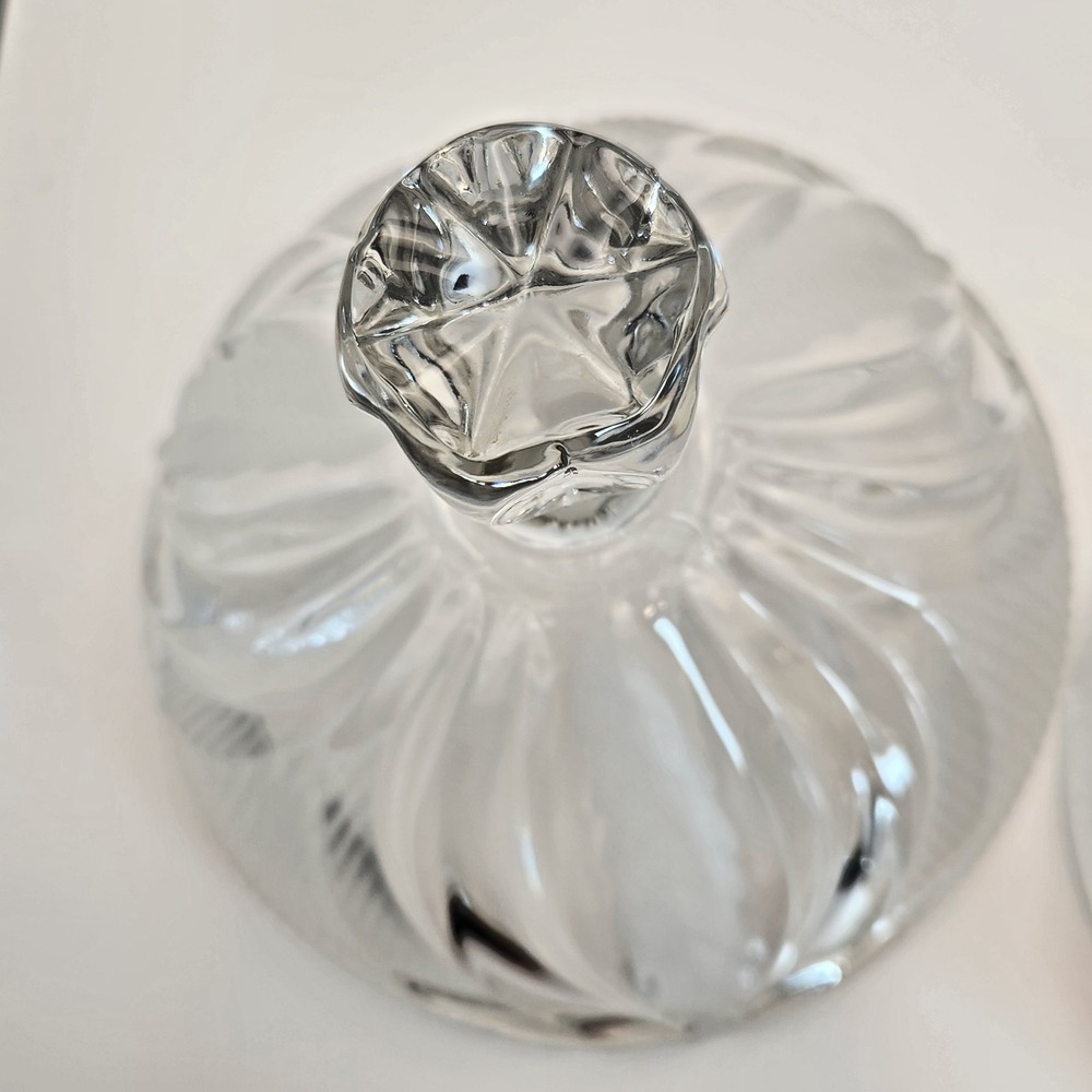 Crystal Clear/frosted Crystal Novellette II Pattern Lead‎ Crystal Candy Dish 9" - Picture 6 of 16